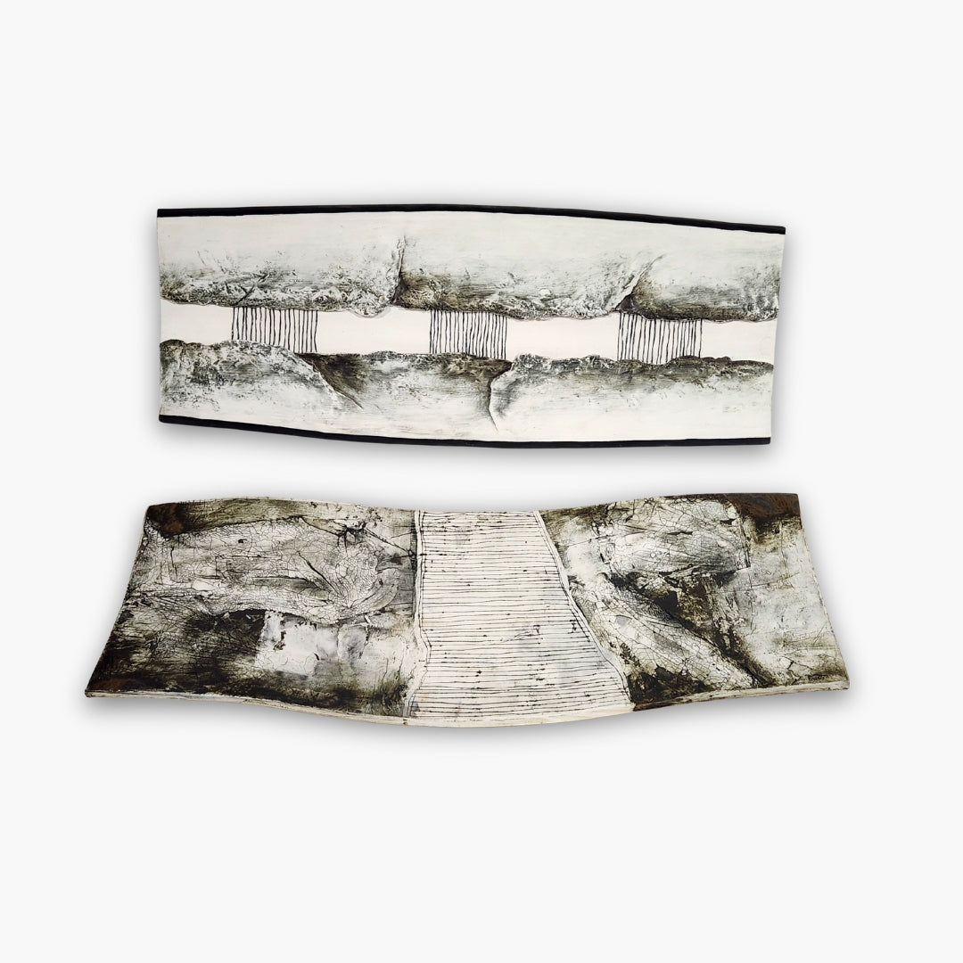 Abstract textured platter 1 & 2